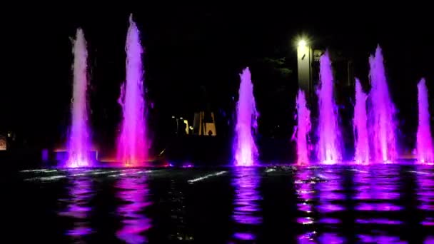 Fontana Illuminata Con Luci Colorate Salsomaggiore Terme Vicino Parma — Video Stock