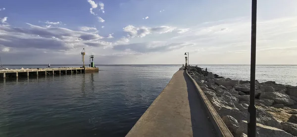 Akşam Cesenatico Talya Bir Rıhtımda Yüksek Kalite Fotoğraf — Stok fotoğraf