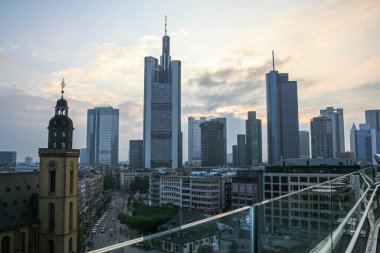 Frankfurt am Main, Almanya 'nın panoramik manzarası. Yüksek kalite fotoğraf