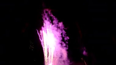 Karanlık gökyüzünde güzel renkli havai fişekler