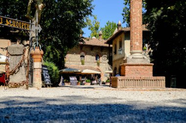 Grazzano Visconti, Piacenza, İtalya manzarası. Yüksek kalite fotoğraf