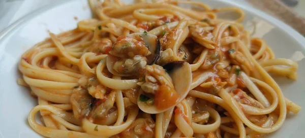 Italian Pasta Called Linguine Clams High Quality Photo — Stock Photo, Image