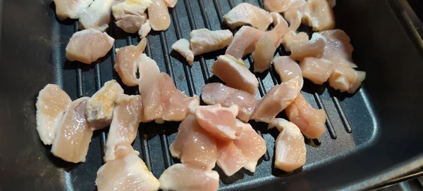 Gehackte Chiken Brust Kochen Auf Dem Grill Hochwertiges Foto — Stockfoto