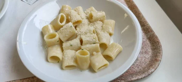 Italian Pasta Called Paccheri Cheese Pepper High Quality Photo — Stock Photo, Image