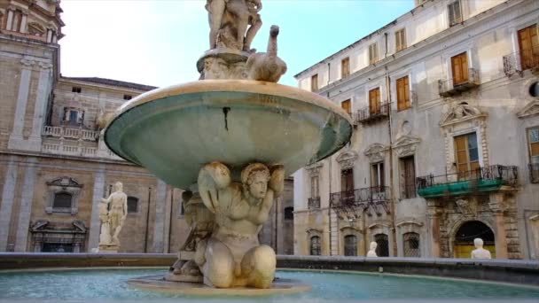 Ancient Pretoria Fountain Palermo Italy — Stock Video