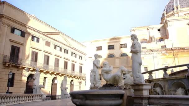 Ancienne Fontaine Pretoria Palerme Italie — Video