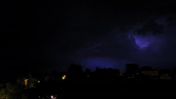 Tempestade Relâmpago Sobre Aldeia Emilia Itália — Vídeo de Stock
