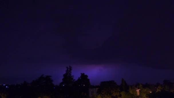 Blixtnedslag Storm Över Byn Emilia Italien — Stockvideo