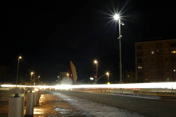 Luces Noche Calle Emilia Reggio Emilia Italia Foto Alta Calidad — Foto de Stock