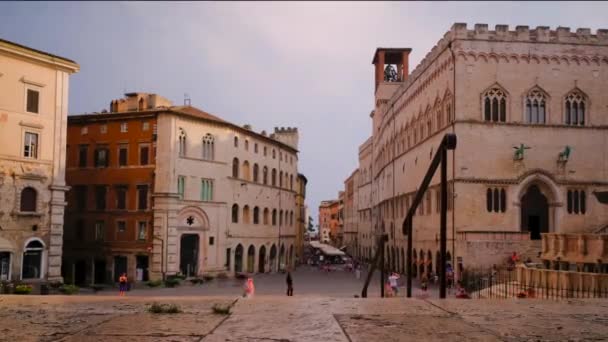 Touristen Auf Dem November Platz Perugia Italien — Stockvideo