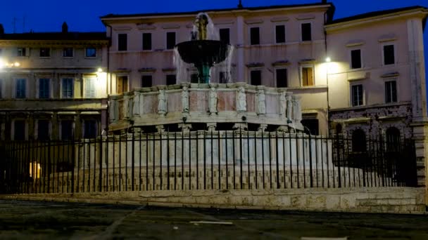 Großer Brunnen Auf Dem Platz Novembre Perugia Italien — Stockvideo