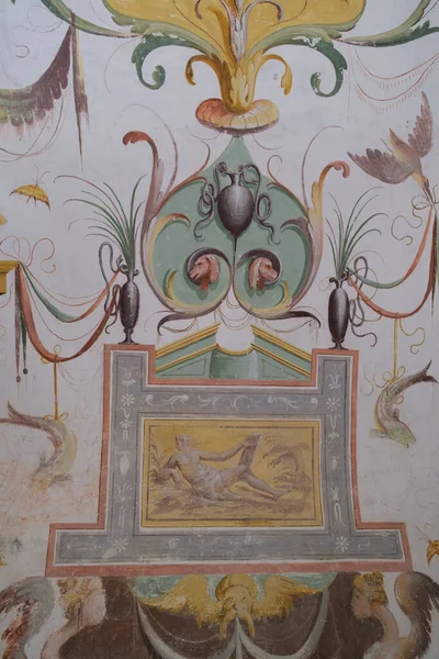 Détail Une Fresque Dans Une Salle Château Torrechiara Langhirano Parme — Photo