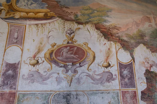 Egy Freskó Részlete Torrechiara Kastély Egyik Szobájában Langhiranóban Parmában Olaszországban — Stock Fotó