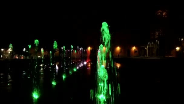 Reggio Emilia Victory Square Front Theater Valleys Tricolor Luminous Fountain — Stock Video