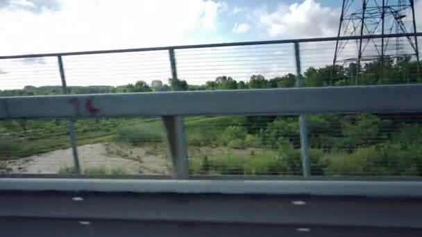 Vue Fenêtre Latérale Une Voiture Mouvement — Video