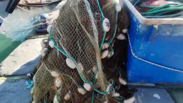 Ένα Δίχτυ Αλιείας Στη Μαρίνα Της Spezia Ιταλία — Αρχείο Βίντεο