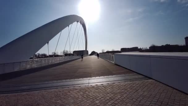 Ponte Meier sul fiume Tanaro ad Alessandria — Video Stock
