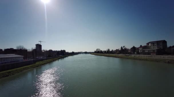 View Tanaro River Alessandria Sunny Day Italy — Stock Video