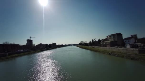 Utsikt Över Floden Tanaro Alessandria Solig Dag Italien — Stockvideo