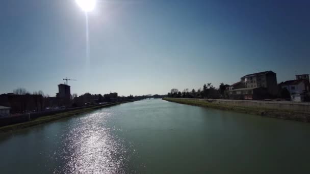 Utsikt Över Floden Tanaro Alessandria Solig Dag Italien — Stockvideo