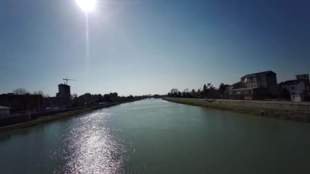 Vista Rio Tanaro Alessandria Dia Ensolarado Itália — Vídeo de Stock