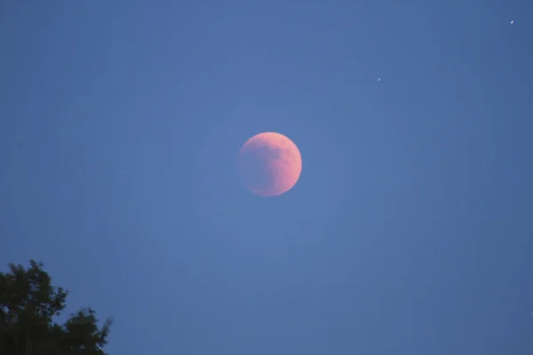 Панорама Красной Луной Закате Высокое Качество Фото — стоковое фото