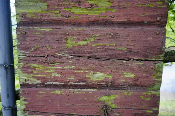 Stary Panel Drewnianymi Deskami Popękaną Farbą Wysokiej Jakości Zdjęcie — Zdjęcie stockowe