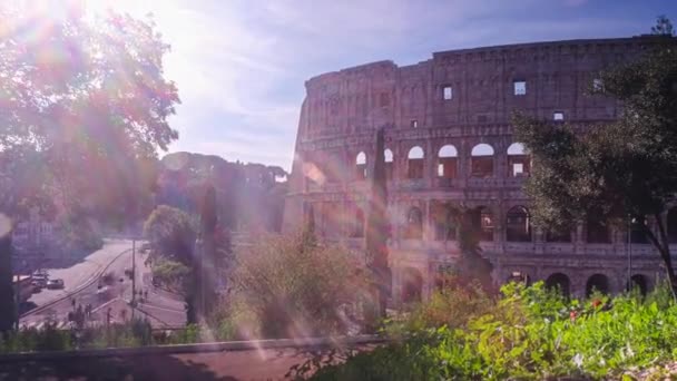 Koloseum Timelapse Ludźmi Słoneczny Dzień — Wideo stockowe