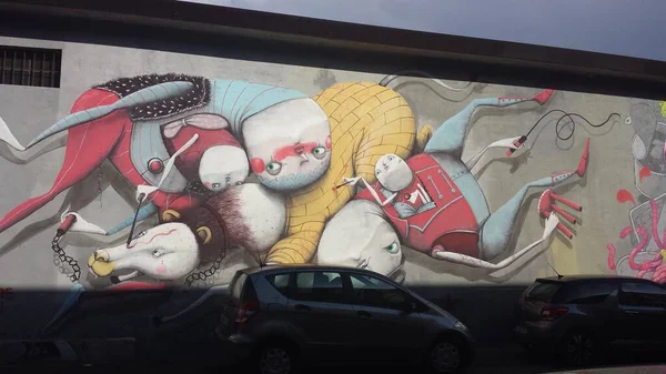 Μιλάνο Ιταλία 2017 Τοιχογραφία Street Art Κοντά Στους Δρόμους Του — Φωτογραφία Αρχείου