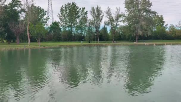 Oasi dei laghi Curiel a Campogalliano Modena con vegetazione e anatre — Video Stock