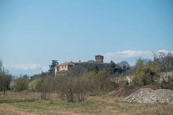Torrechiara Slott Sett Utifrån Floden Enza Montecchio Emilia Reggio Emilia — Stockfoto