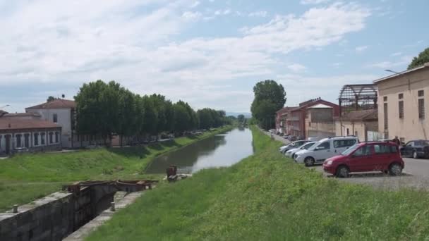 Talya Pavia Daki Ticino Nehrinde Kanallar — Stok video