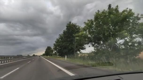 Highway Italy Super Cell Bad Weather Storm Hail Wind Slush — Vídeo de stock