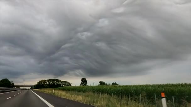 Autoroute Italie Super Cellule Mauvais Temps Tempête Grêle Vent Neige — Video