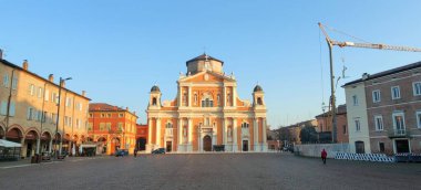 square and cathedral of Carpi Modena in sunny day. High quality photo clipart