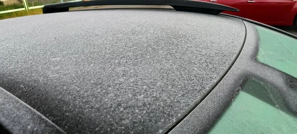 Techo Del Coche Con Hielo Congelado Foto Alta Calidad — Foto de Stock