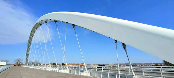 Alessandria Modern Maier Pedestrian Bridge Medieval Citadel High Quality Photo — Stock Photo, Image