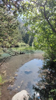 Zümrüt yeşili suyla Valle Stretta Torino 'daki Yeşil Göl manzarası. Yüksek kalite fotoğraf