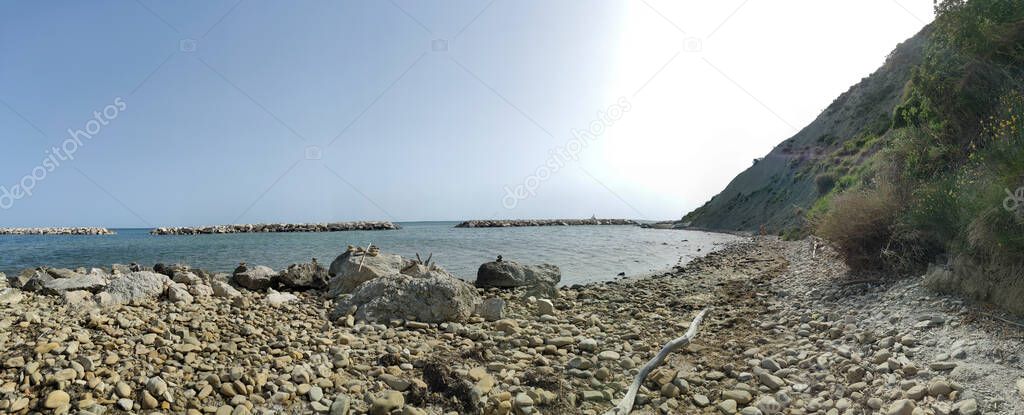 Cattolica Rimini panoramic beach with little traffic with promontory and bend. High quality photo