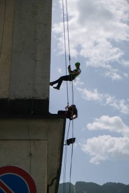 Bardonecchia Torino, Sant 'Ippolito köyünün koruyucu azizinin ziyafeti. Yüksek kalite fotoğraf