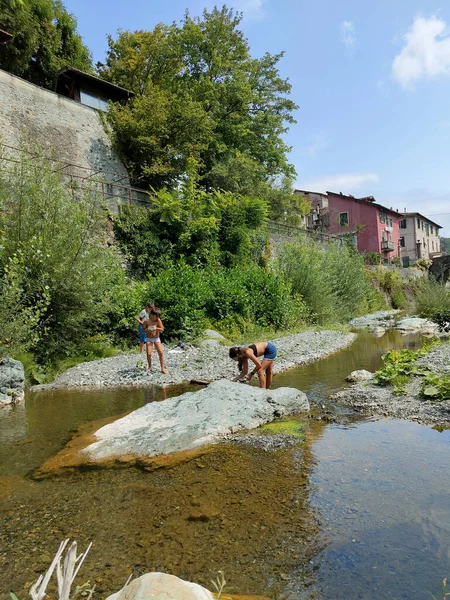 Voltaggio Alessandria Atravesado Por Torrente Lemme Vista Panorámica Con Los —  Fotos de Stock