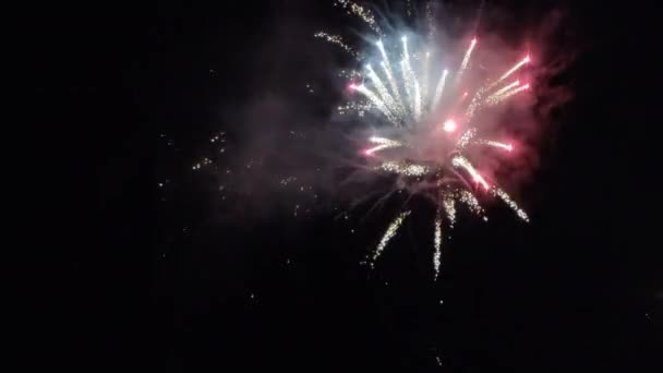 Fuegos Artificiales Cielo Despejado Bardonecchina Turín Imágenes Alta Calidad — Vídeos de Stock