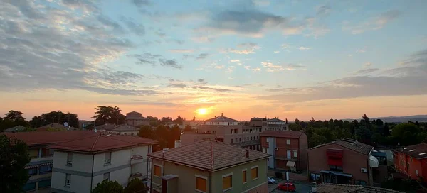 Schöner Sonnenuntergang Über Dem Kleinen Land Bibbiano Reggio Emilia Qualitativ — Stockfoto
