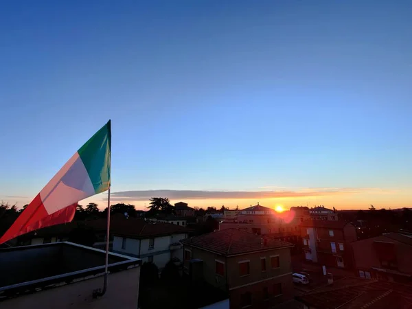 Schöner Sonnenuntergang Über Dem Kleinen Land Bibbiano Reggio Emilia Mit — Stockfoto