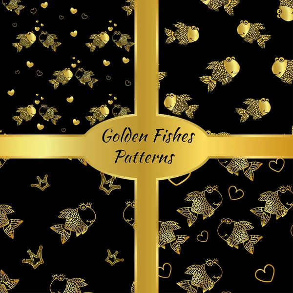 Golden fish seamless pattern — Stock Vector