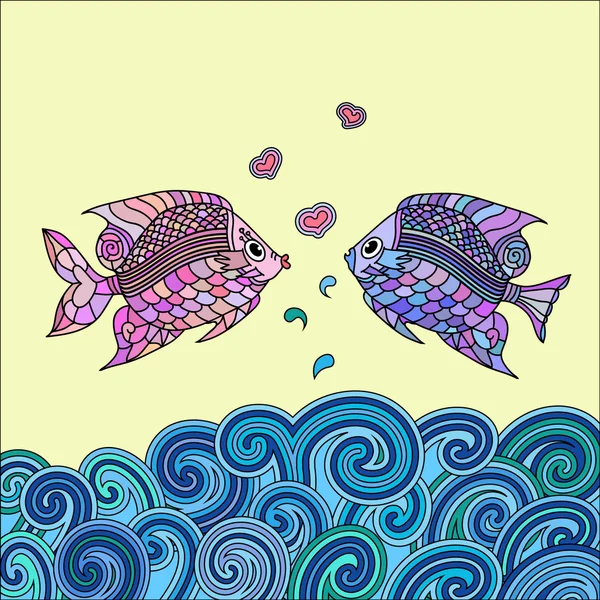 Пара закоханих риб — стоковий вектор