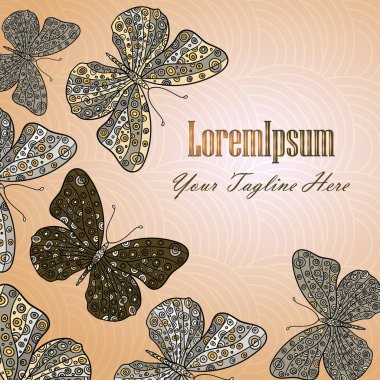 El çizilmiş vektör zentangle kelebek illüstrasyon.