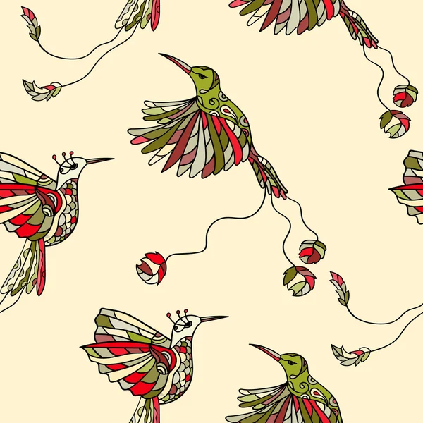 模式与夫妇蜂鸟 — 图库矢量图片
