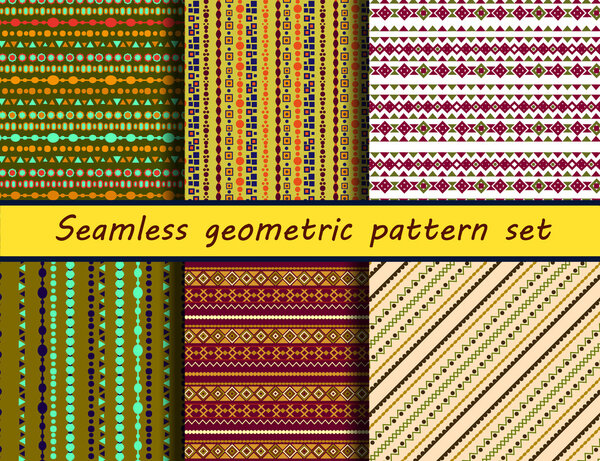 Seamless geometric peruvian pattern set.