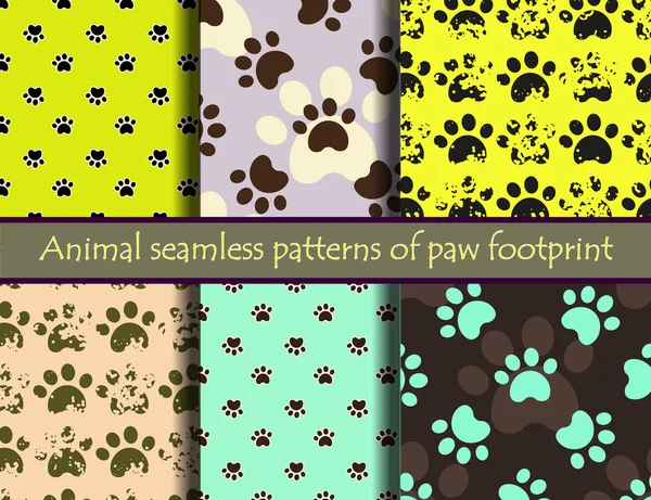 Vector seamless pattern set with cat or dog footprints. — Stock Vector